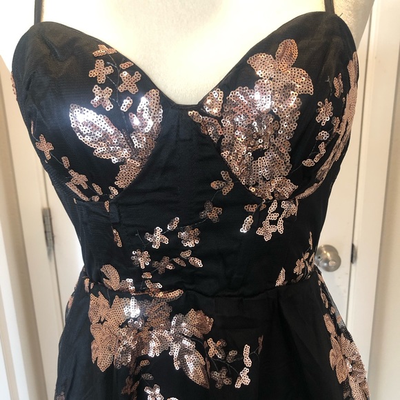 Glittering Personality Black Sequin Skater Bustier Mini Dress - Picture 7 of 8